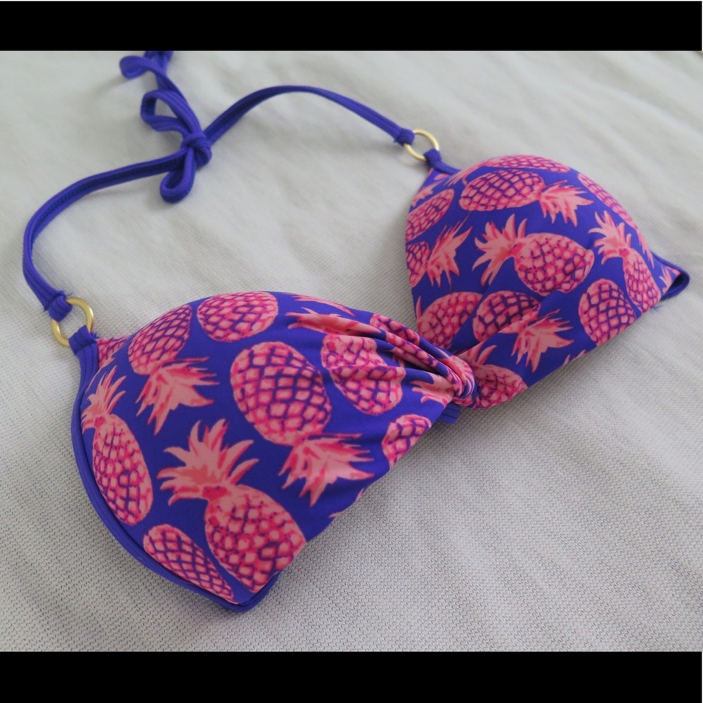 Pineapple print bikini top, Size Large